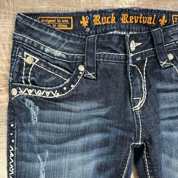Rock Revival Stephanie Easy Crop - Sz 27 - Buckle - Bling Pockets - Picture 7 of 11